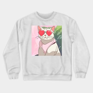 Cat with heart shaped sunglasses Crewneck Sweatshirt